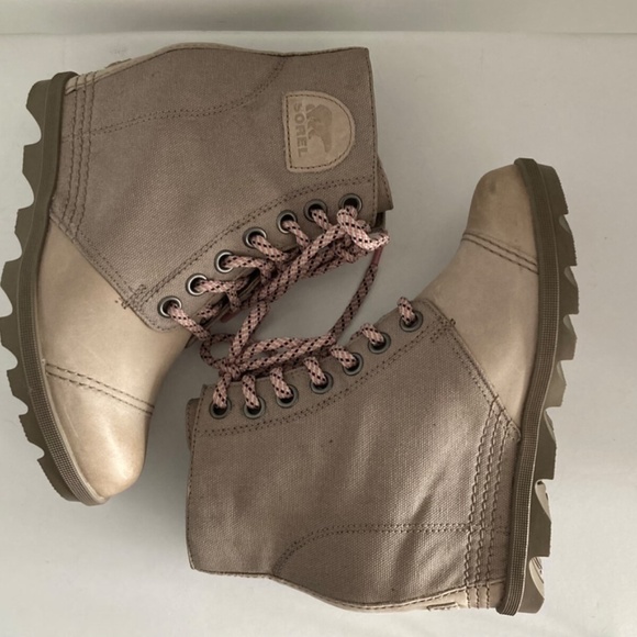 Sorel PDX Women's Boots Leather Canvas Hidden Wedge Lace-Up Round Toe 8 EUC - Picture 10 of 14